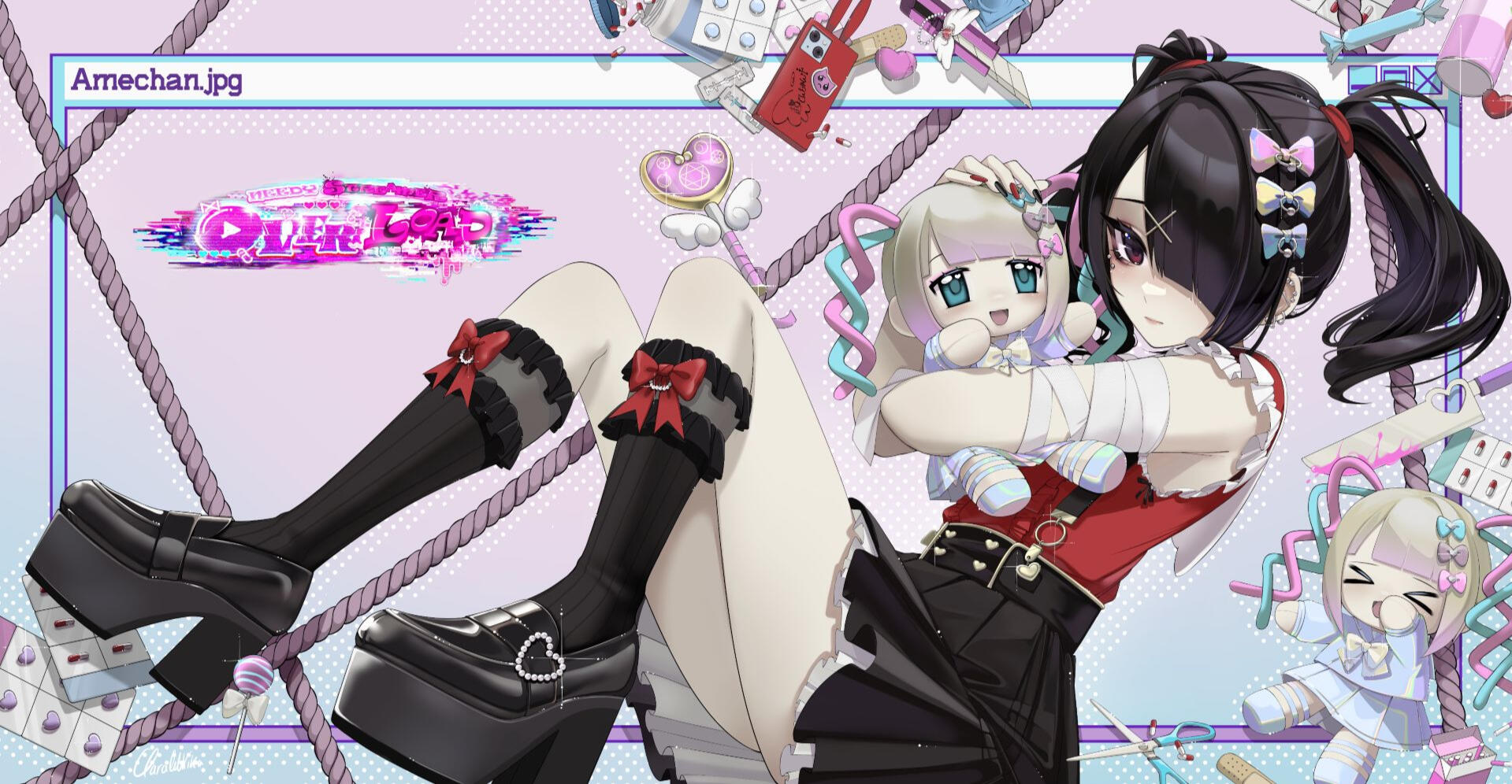 [Needy Girl Overdose vinyl cover art] commission work, 2024